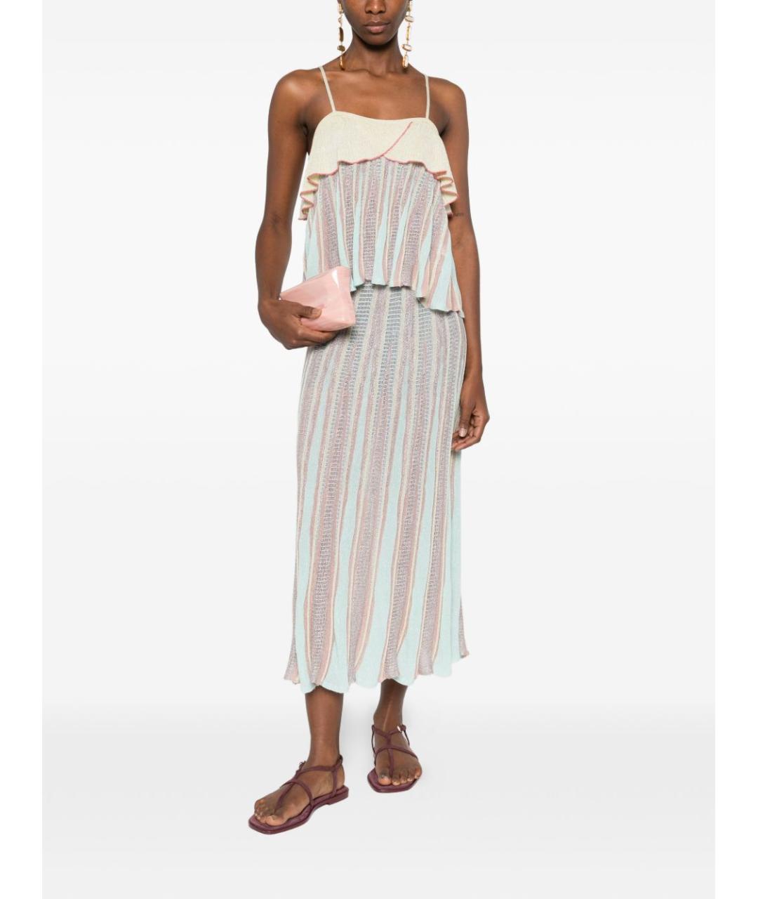 FORTE FORTE Серебряная вискозная юбка миди, фото 3