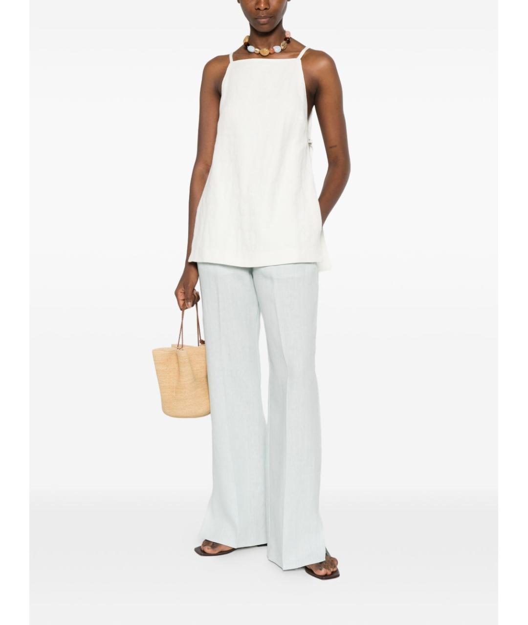 FORTE FORTE Голубые льняные прямые брюки, фото 4