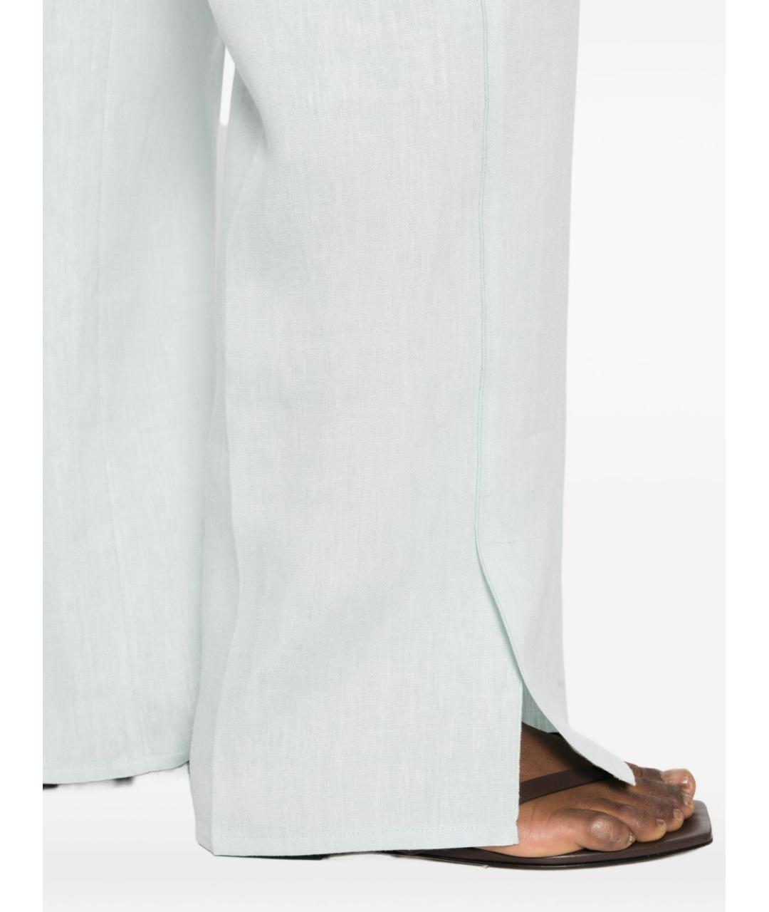 FORTE FORTE Голубые льняные прямые брюки, фото 2