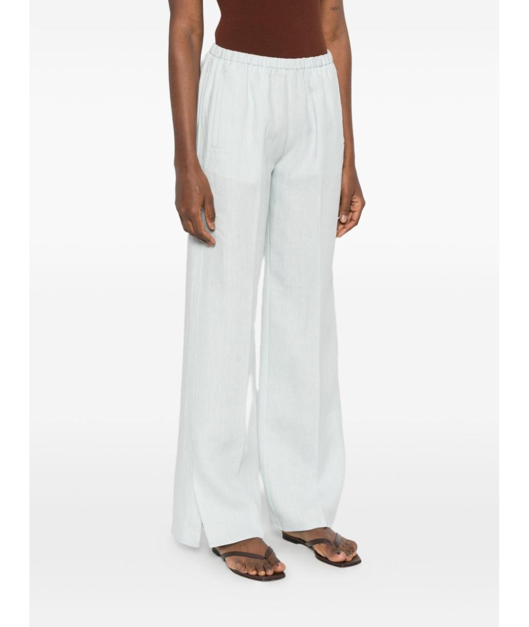 FORTE FORTE Голубые льняные прямые брюки, фото 3