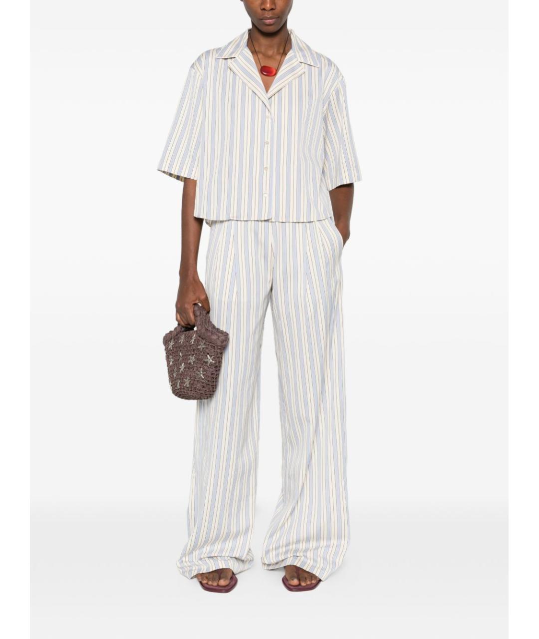 FORTE FORTE Голубые хлопковые прямые брюки, фото 3