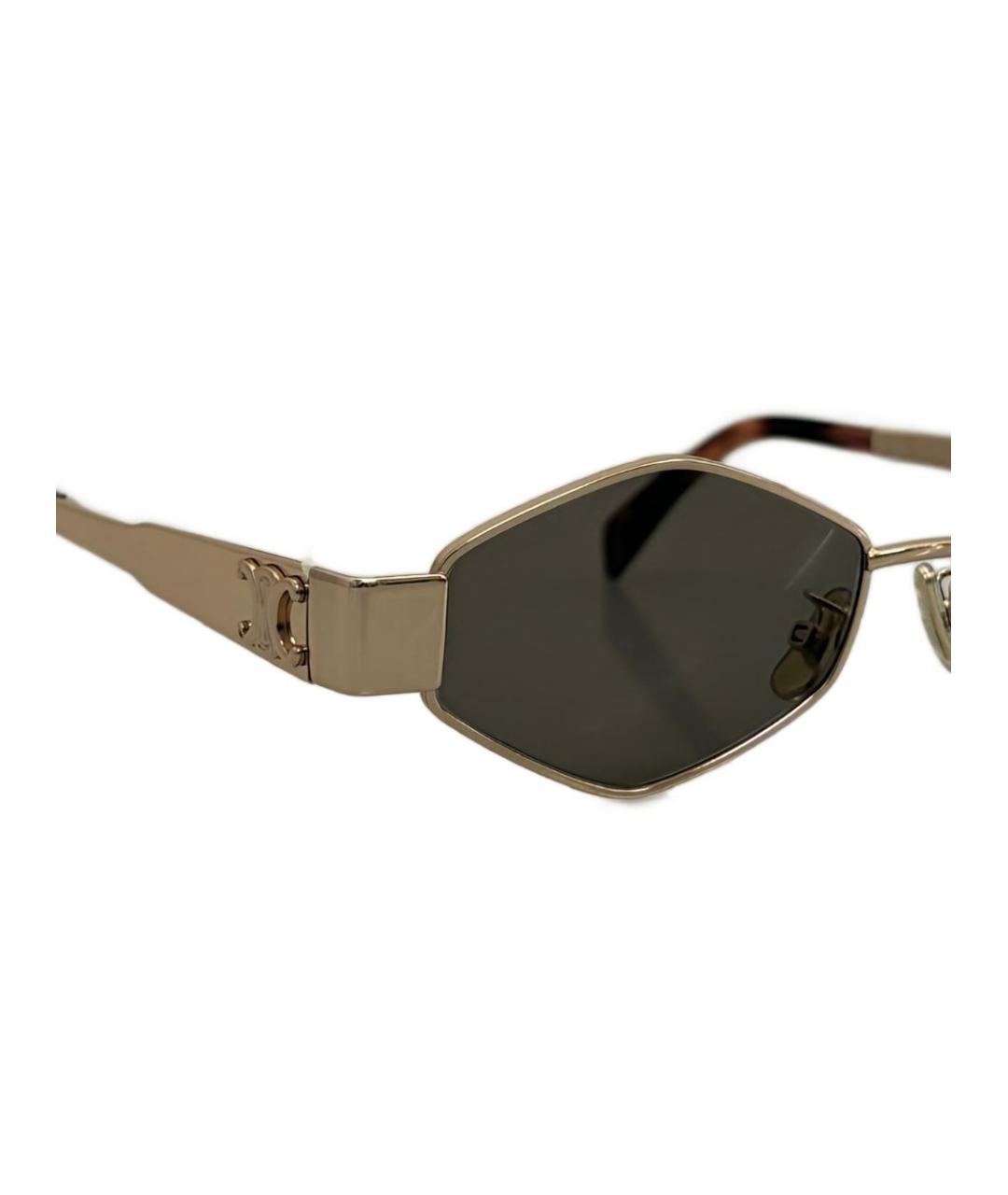 CELINE Золотые металлические солнцезащитные очки, фото 2