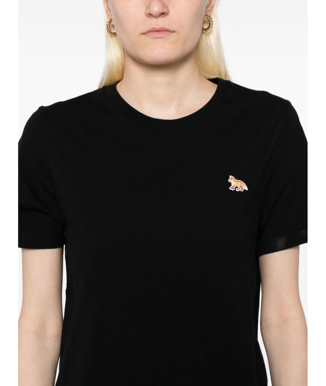 MAISON KITSUNE Черная хлопковая футболка, фото 3