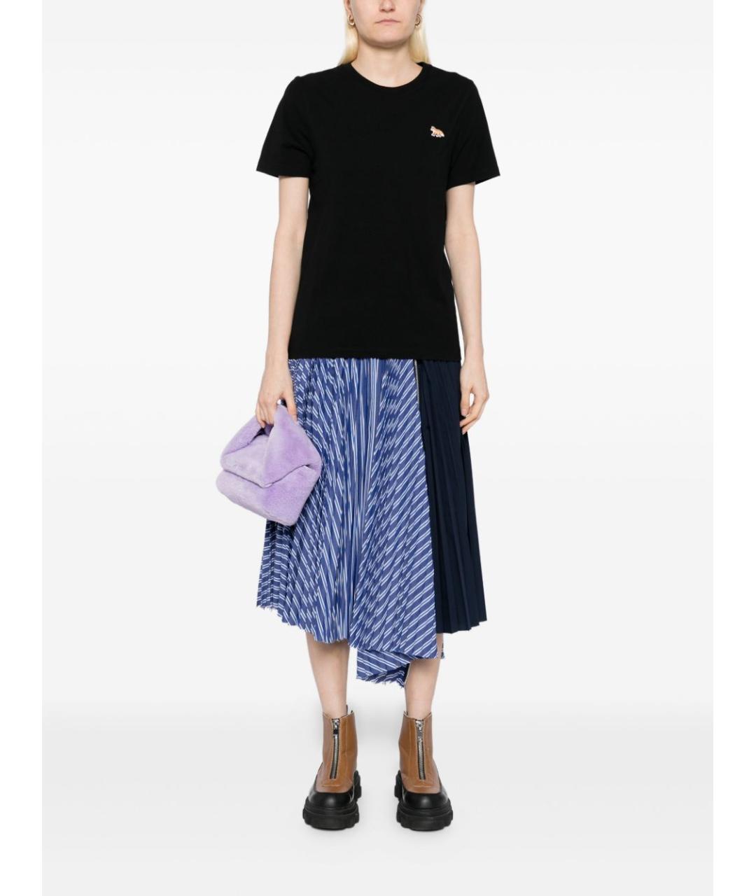 MAISON KITSUNE Черная хлопковая футболка, фото 2