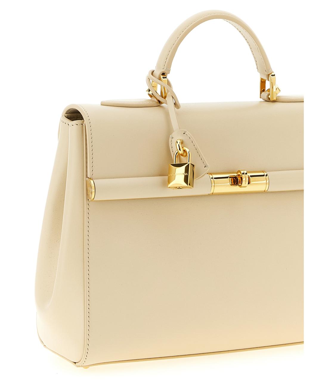 DOLCE&GABBANA Белая кожаная сумка тоут, фото 3