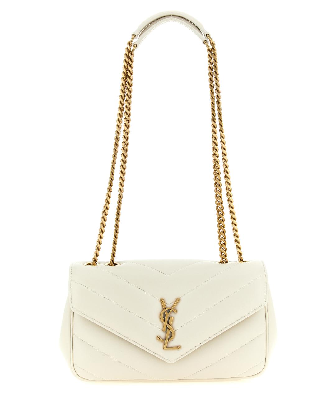 SAINT LAURENT Бежевая кожаная сумка через плечо, фото 1