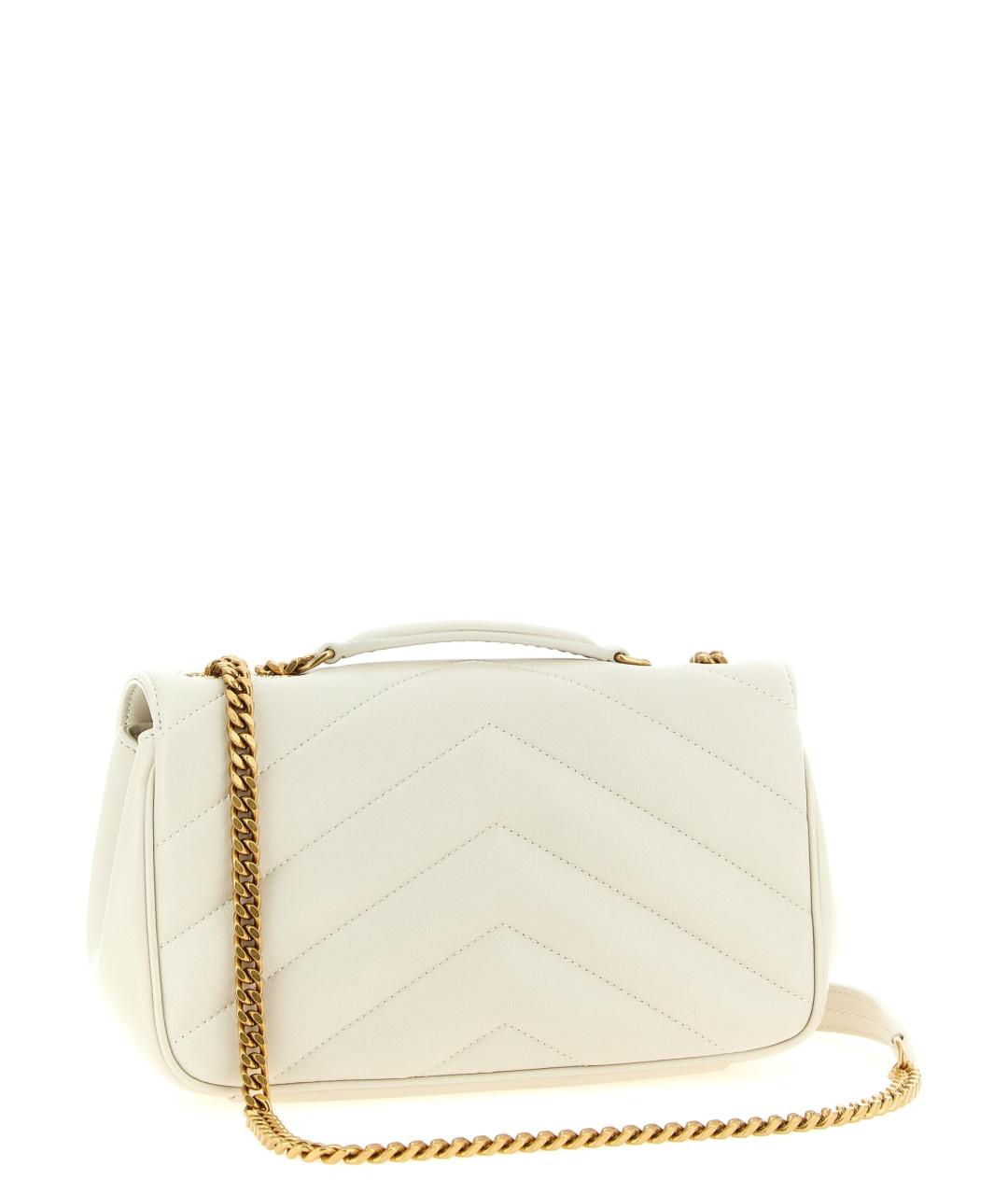 SAINT LAURENT Бежевая кожаная сумка через плечо, фото 2