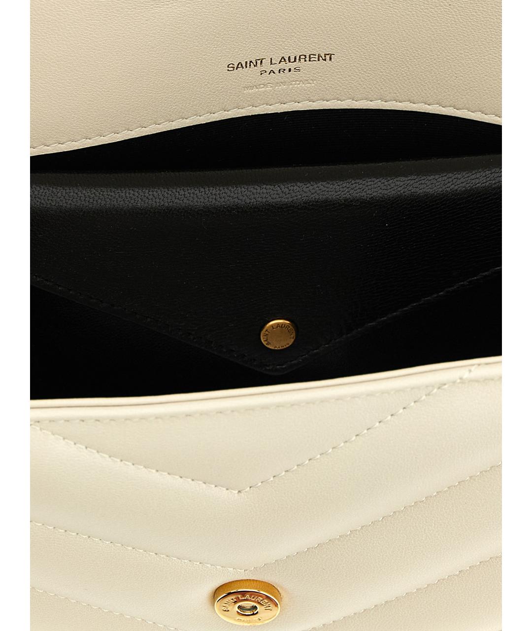 SAINT LAURENT Бежевая кожаная сумка через плечо, фото 4