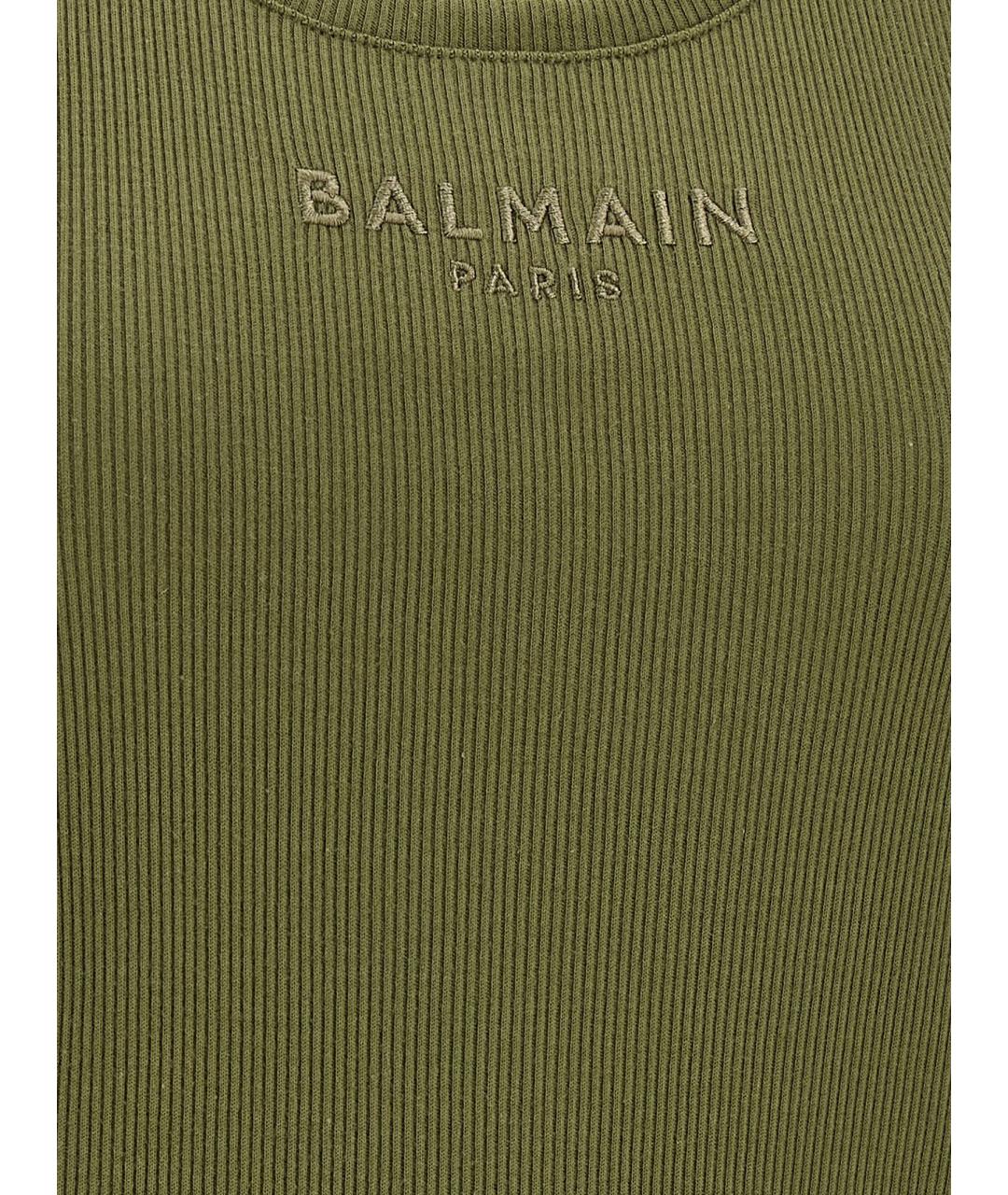 BALMAIN Зеленая хлопковая майка, фото 4