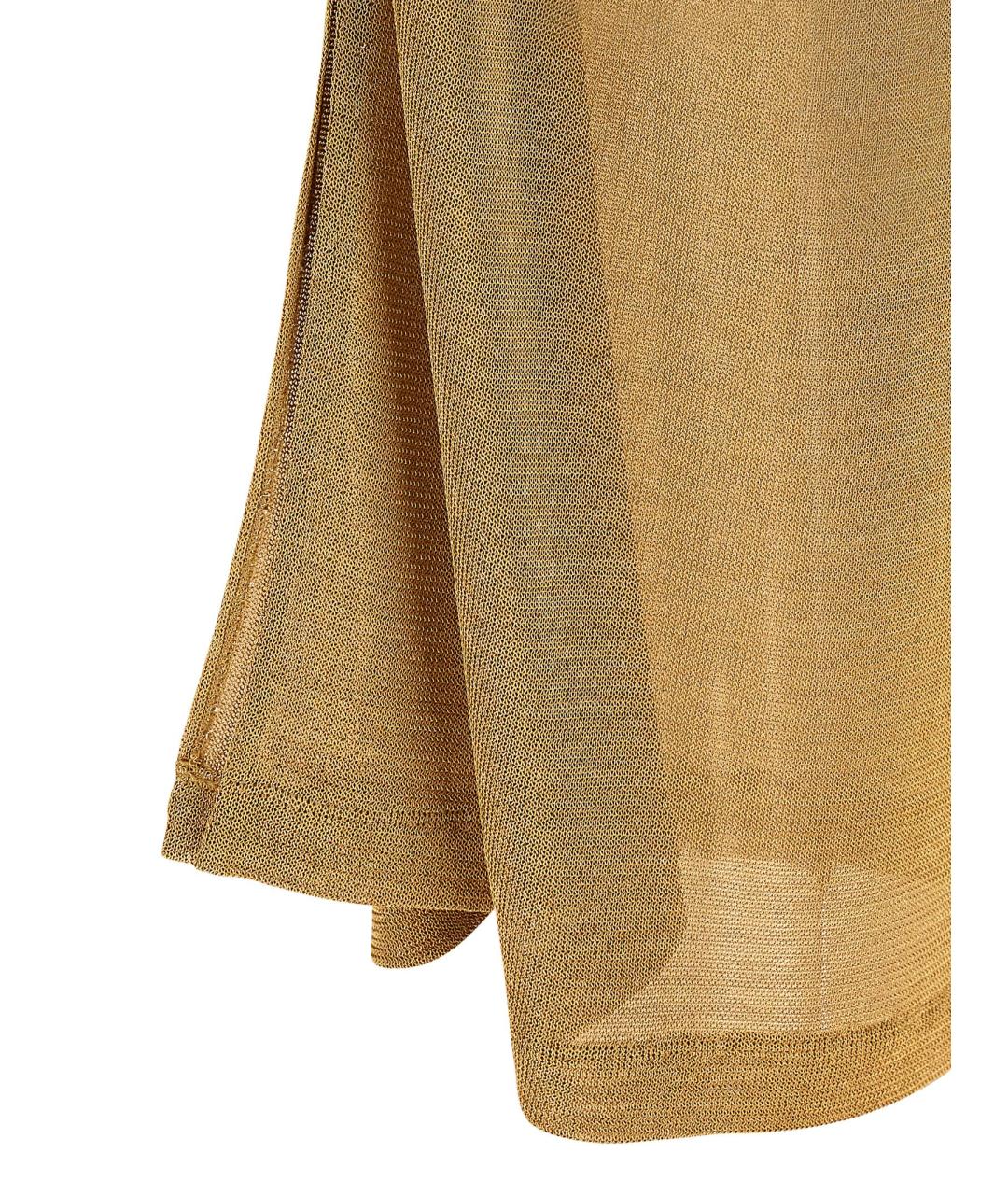 ALBERTA FERRETTI Золотое вискозное коктейльное платье, фото 5