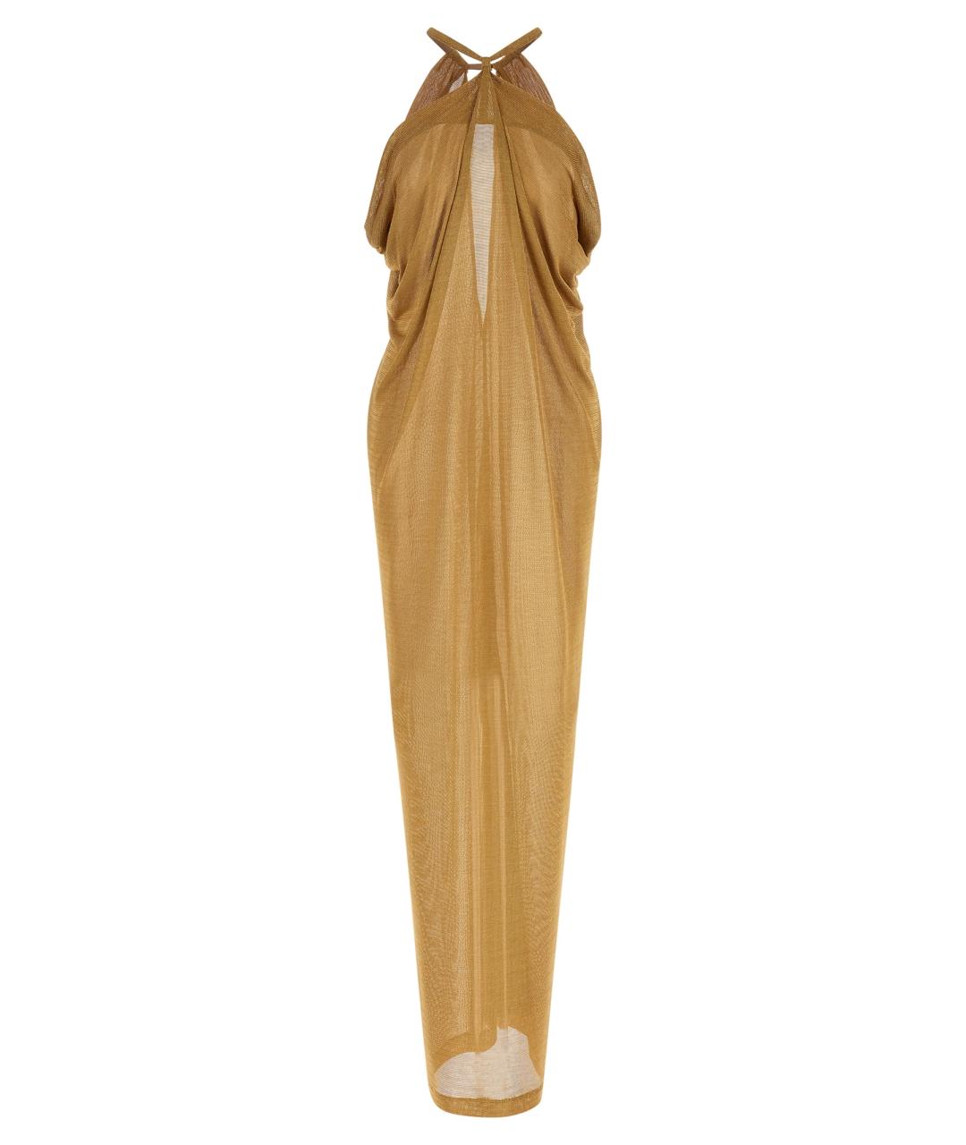 ALBERTA FERRETTI Золотое вискозное коктейльное платье, фото 1