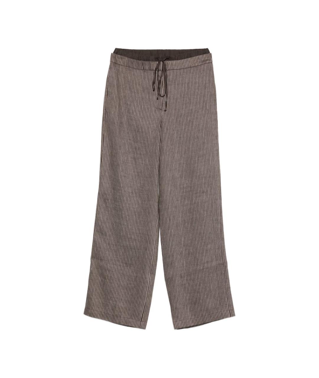 ALYSI Коричневые льняные прямые брюки, фото 1