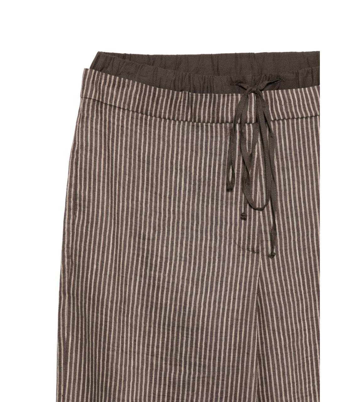 ALYSI Коричневые льняные прямые брюки, фото 3