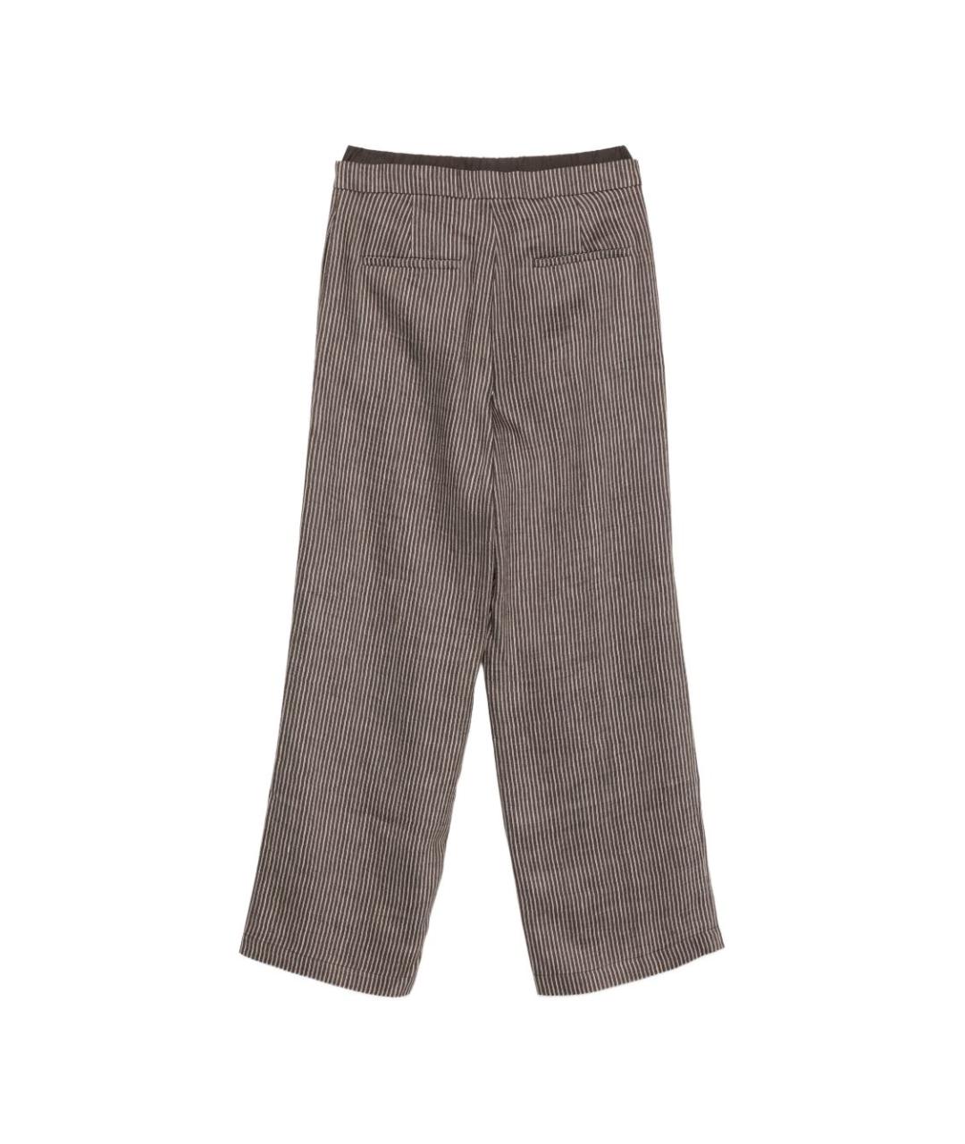 ALYSI Коричневые льняные прямые брюки, фото 2