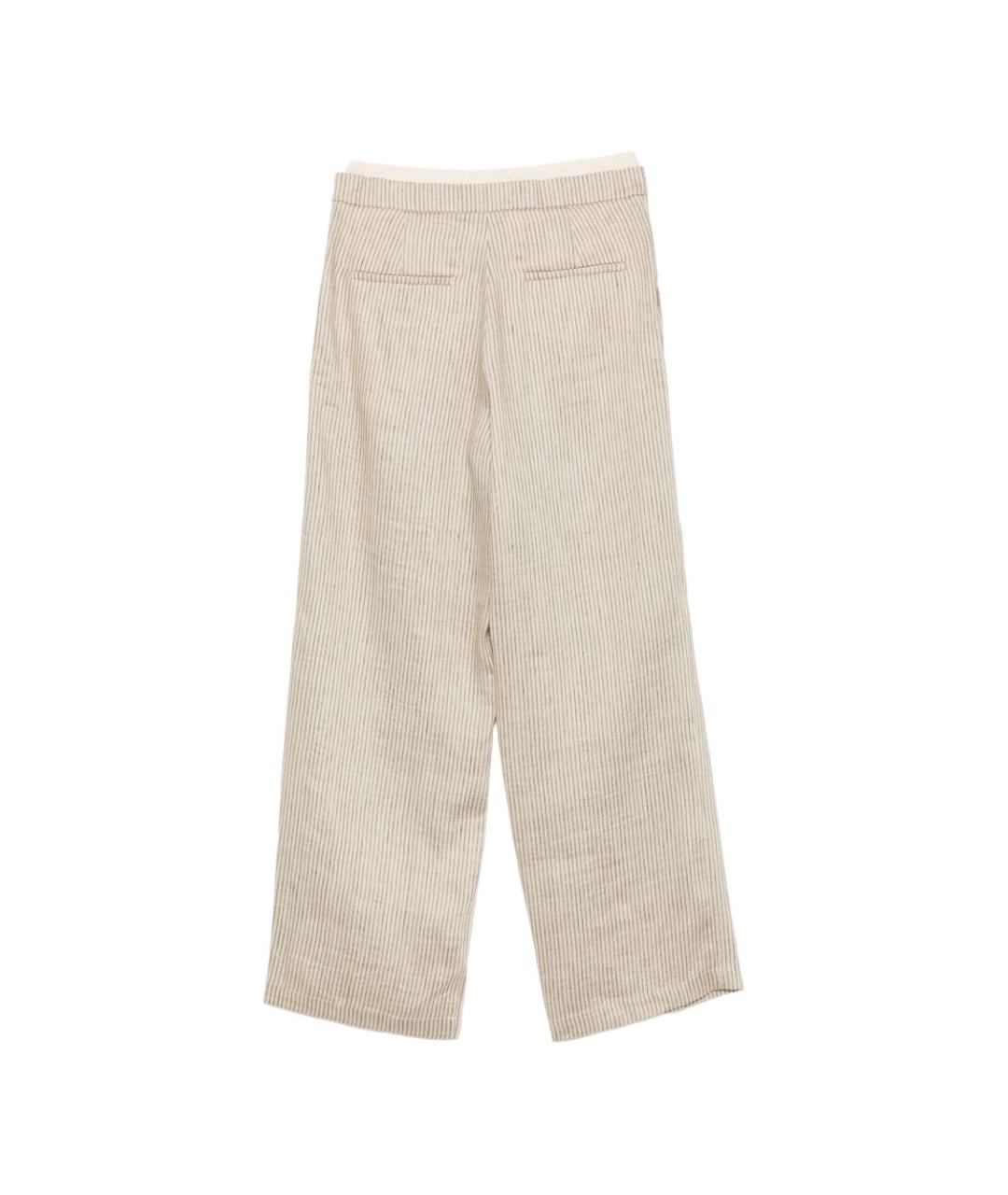 ALYSI Бежевые льняные прямые брюки, фото 3