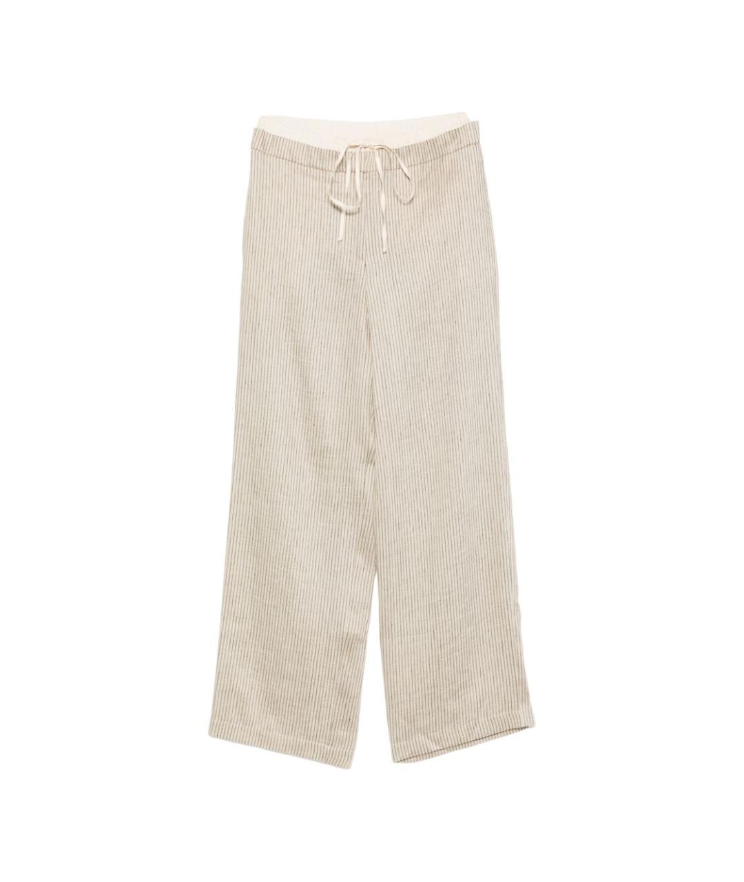 ALYSI Бежевые льняные прямые брюки, фото 1