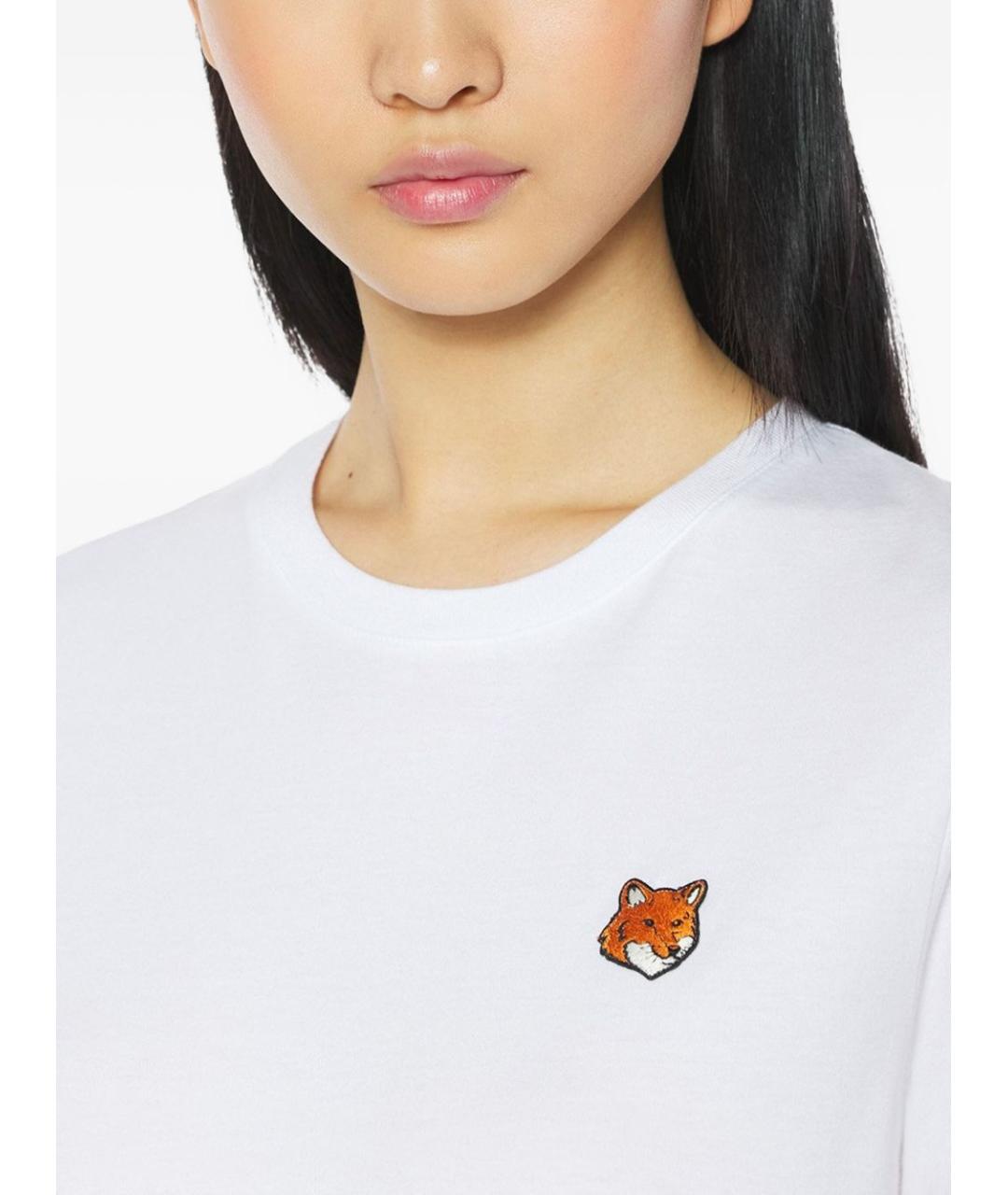 MAISON KITSUNE Белая хлопковая футболка, фото 3