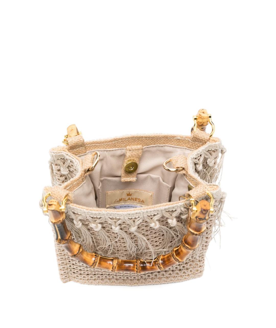 LA MILANESA Коричневая пелетеная сумка с короткими ручками, фото 2