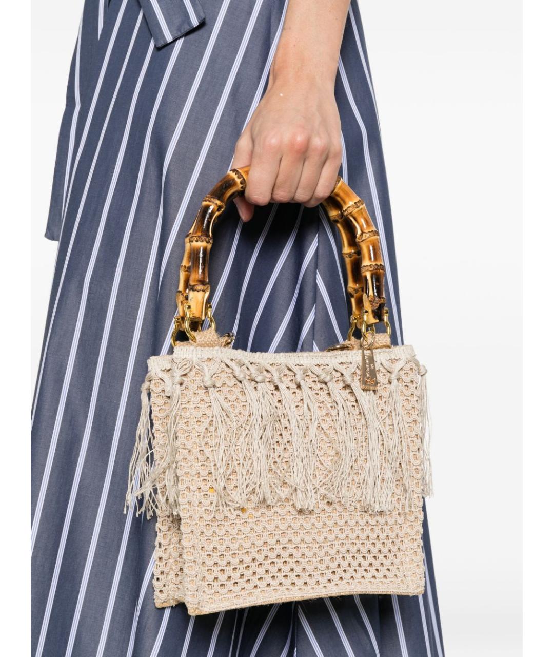 LA MILANESA Коричневая пелетеная сумка с короткими ручками, фото 4