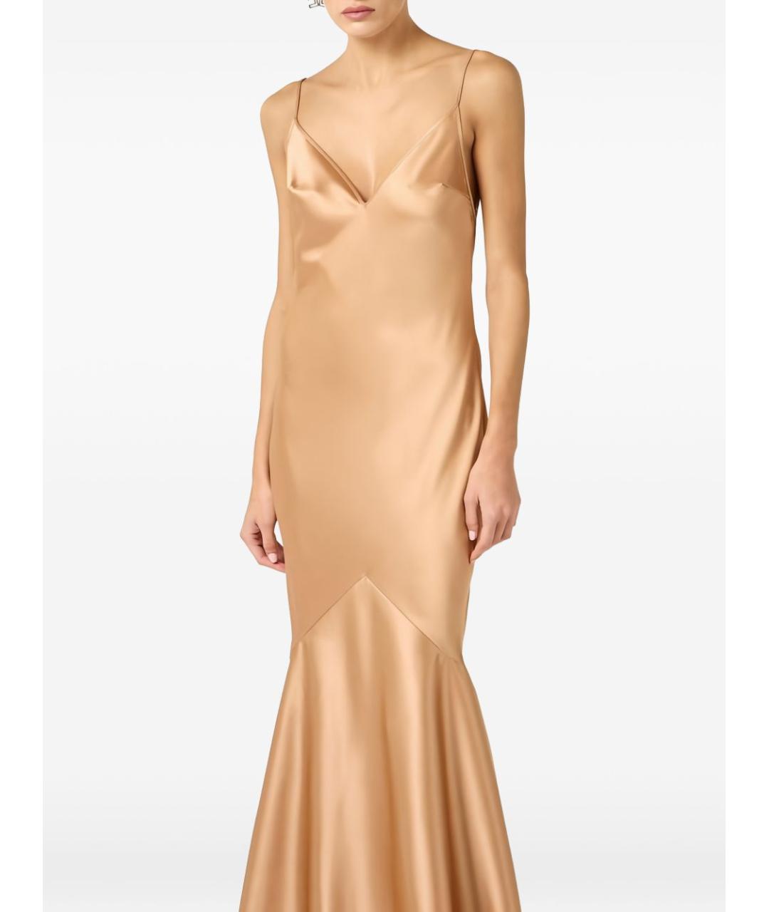 ELISABETTA FRANCHI Золотое полиэстеровое вечернее платье, фото 3