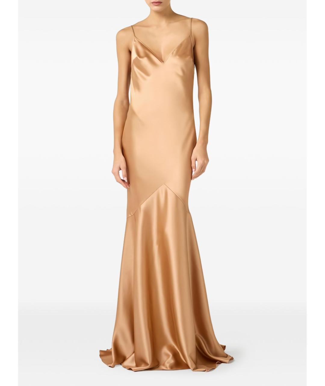 ELISABETTA FRANCHI Золотое полиэстеровое вечернее платье, фото 5