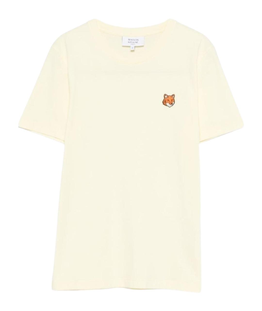 MAISON KITSUNE Желтая хлопковая футболка, фото 1