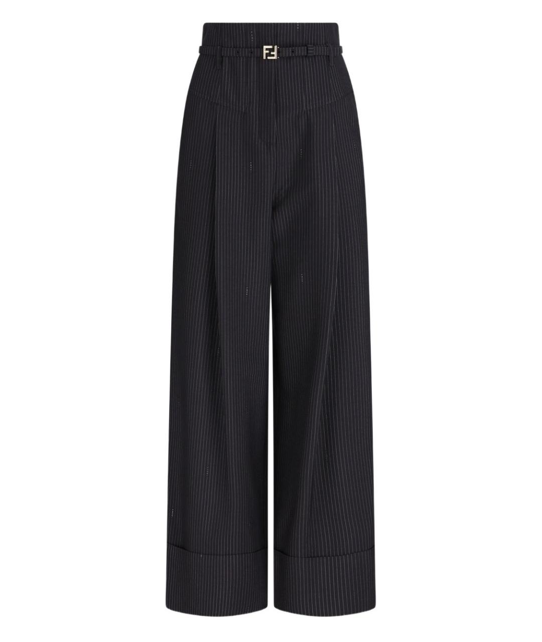 FENDI Черные шерстяные прямые брюки, фото 1