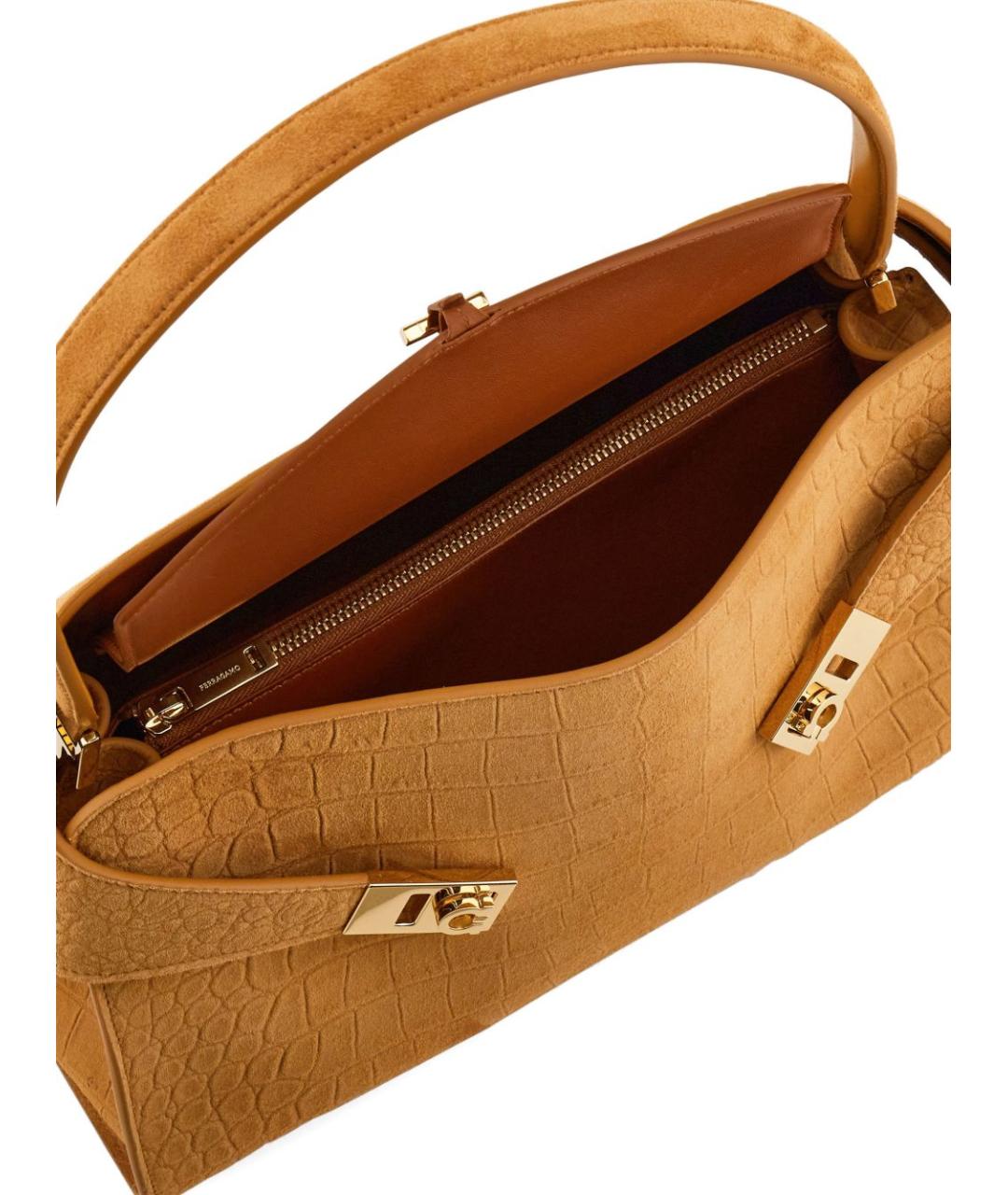 FERRAGAMO Бежевая кожаная сумка тоут, фото 4