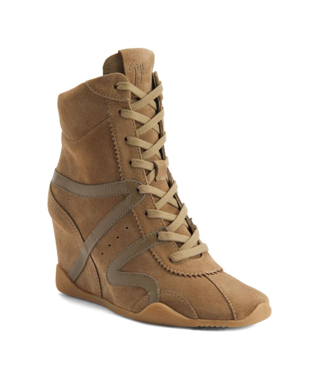 GIUSEPPE ZANOTTI DESIGN Бежевые замшевые ботильоны, фото 2