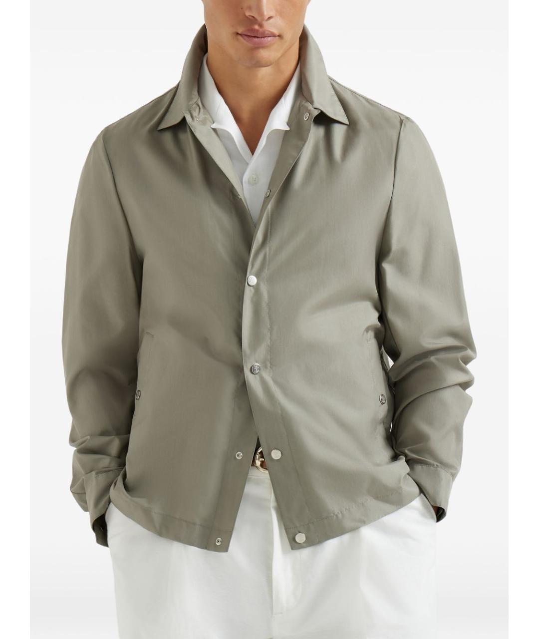 BRUNELLO CUCINELLI Хаки шелковая куртка, фото 3