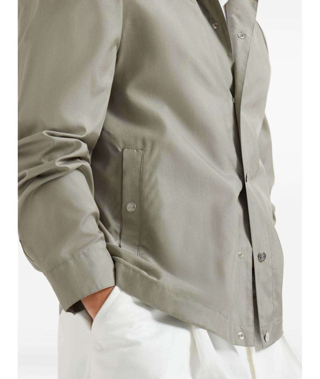 BRUNELLO CUCINELLI Хаки шелковая куртка, фото 4
