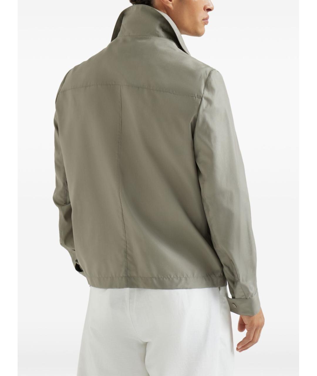 BRUNELLO CUCINELLI Хаки шелковая куртка, фото 5