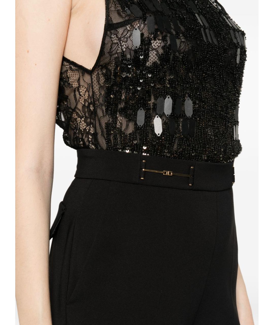 ELISABETTA FRANCHI Черный полиэстеровый комбинезон, фото 4