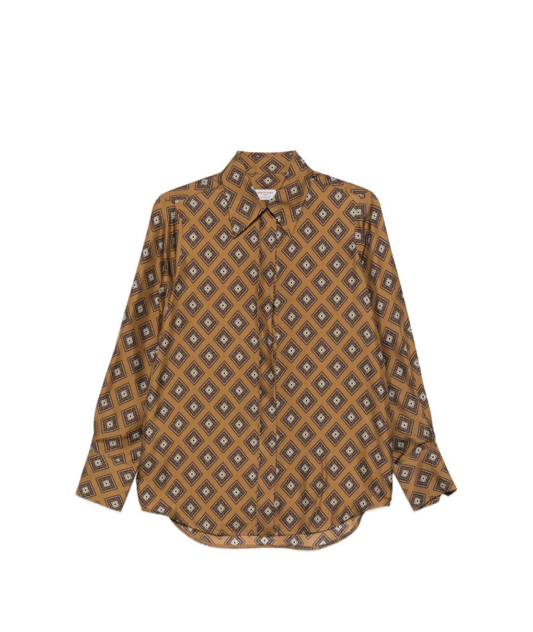 ALBERTO BIANI Коричневая шелковая рубашка, фото 1