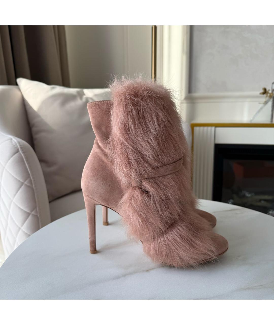 GIANVITO ROSSI Розовые замшевые ботильоны, фото 6