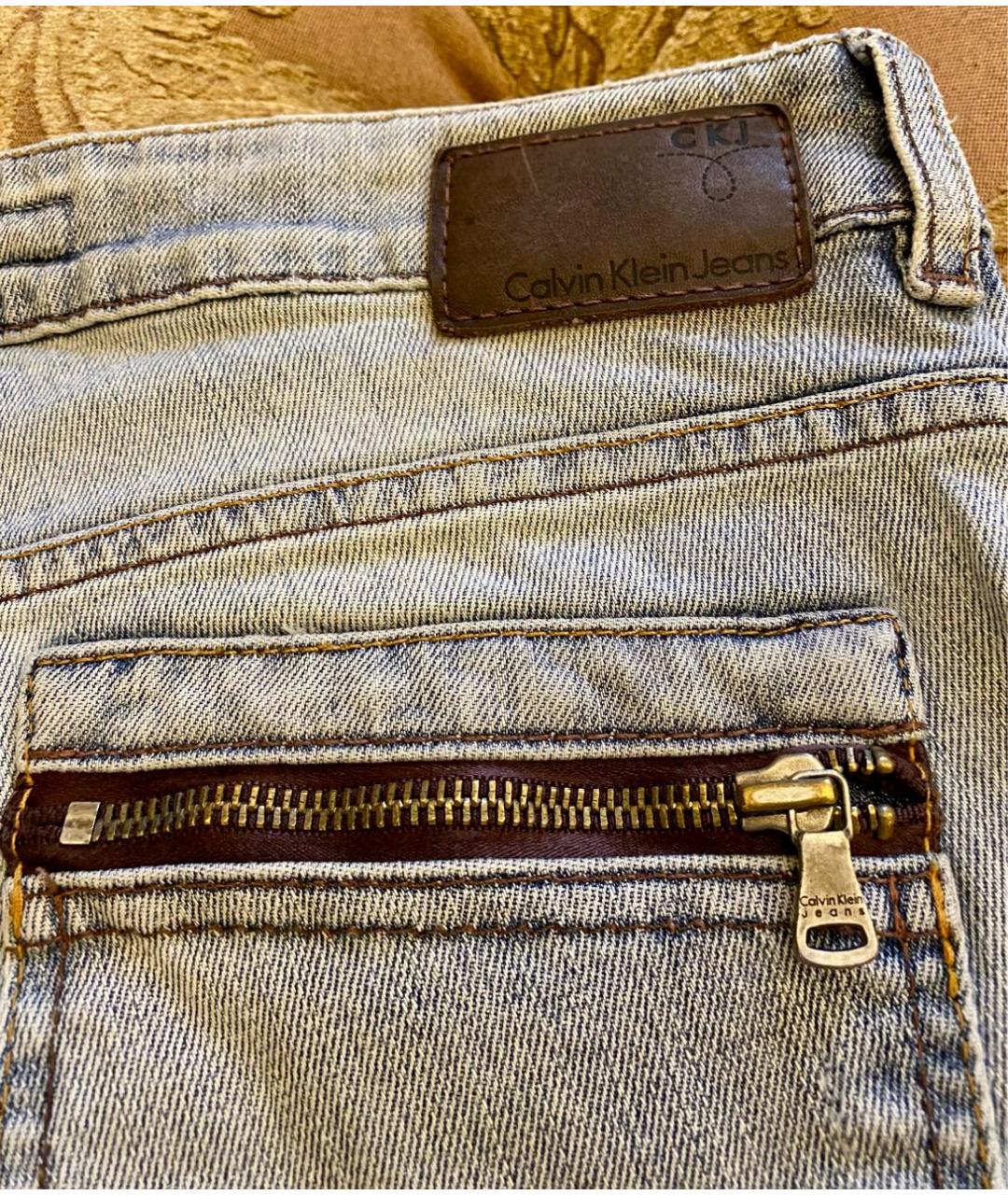 CALVIN KLEIN Голубые хлопковые джинсы слим, фото 6