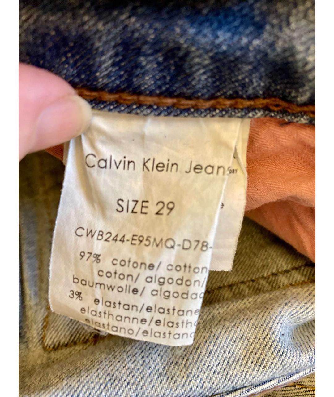 CALVIN KLEIN Голубые хлопковые джинсы слим, фото 4