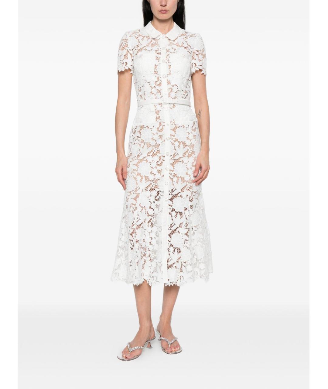 SELF-PORTRAIT Белое полиэстеровое повседневное платье, фото 5