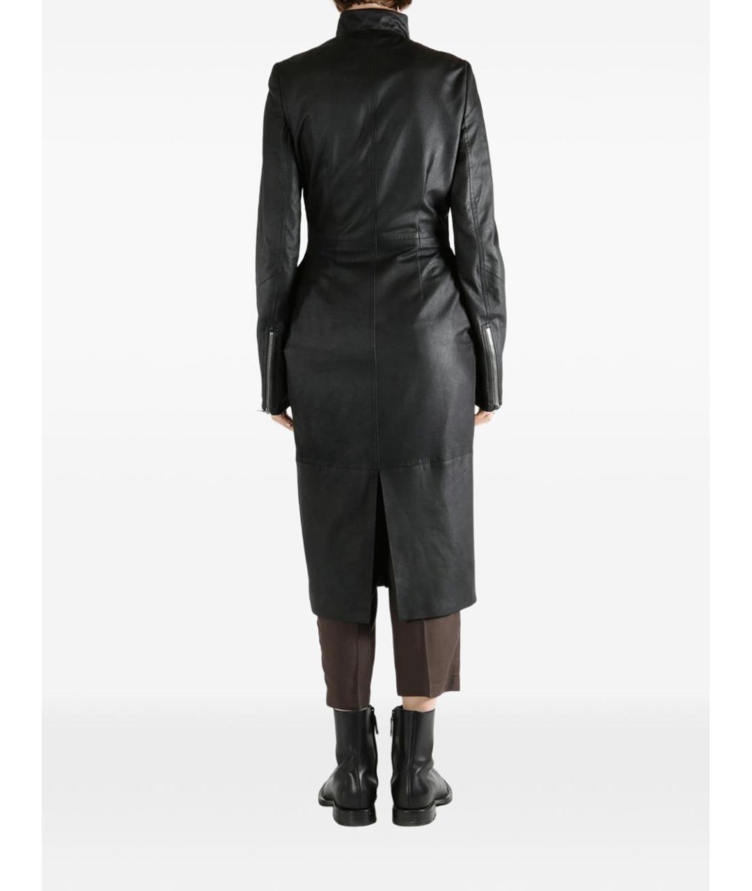 RICK OWENS Черное кожаное пальто, фото 3