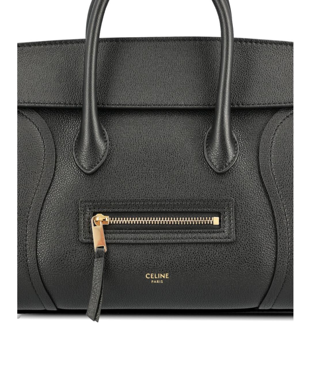 CELINE Черная кожаная сумка тоут, фото 3