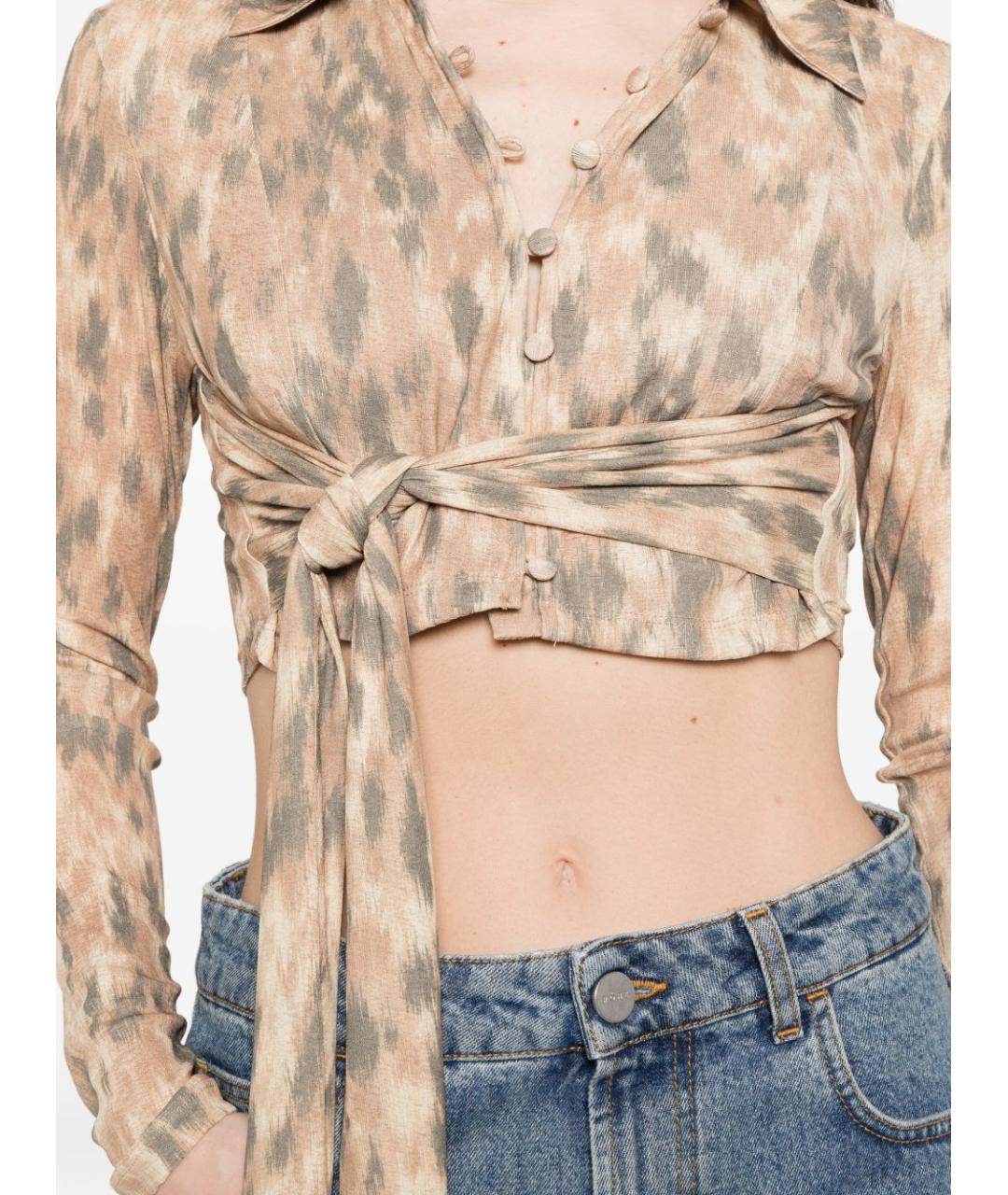 GANNI Бежевая полиэстеровая рубашка, фото 2