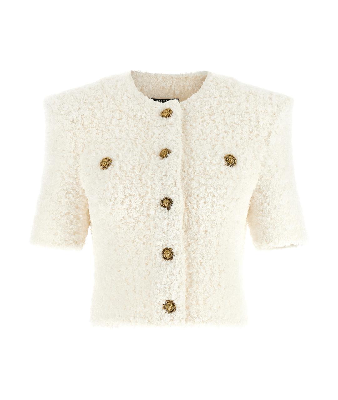 BALMAIN Белый твидовый кардиган, фото 1