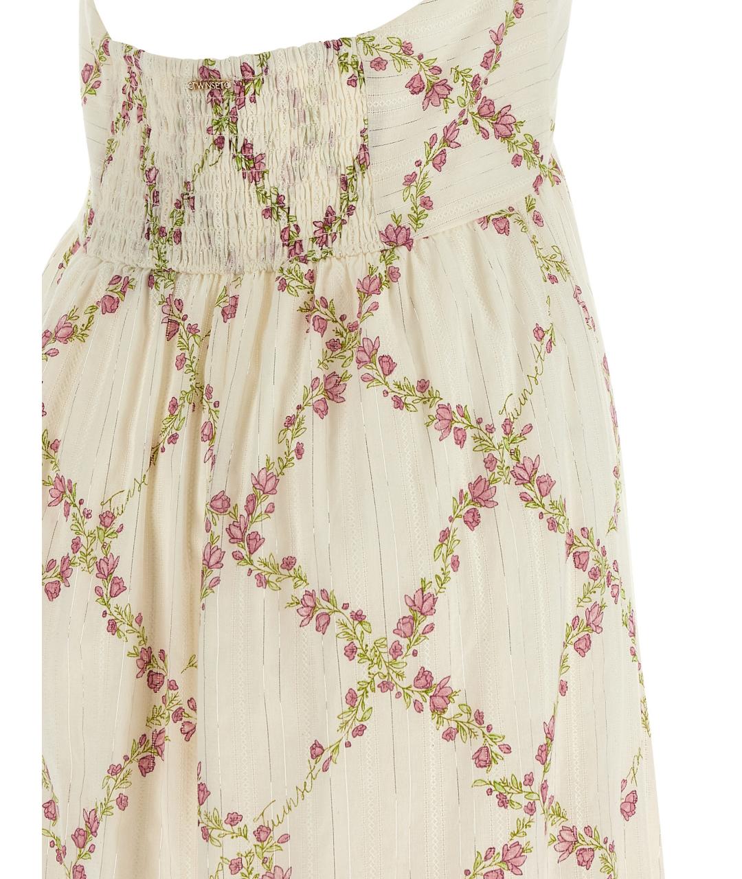 TWIN-SET Мульти хлопковое повседневное платье, фото 4