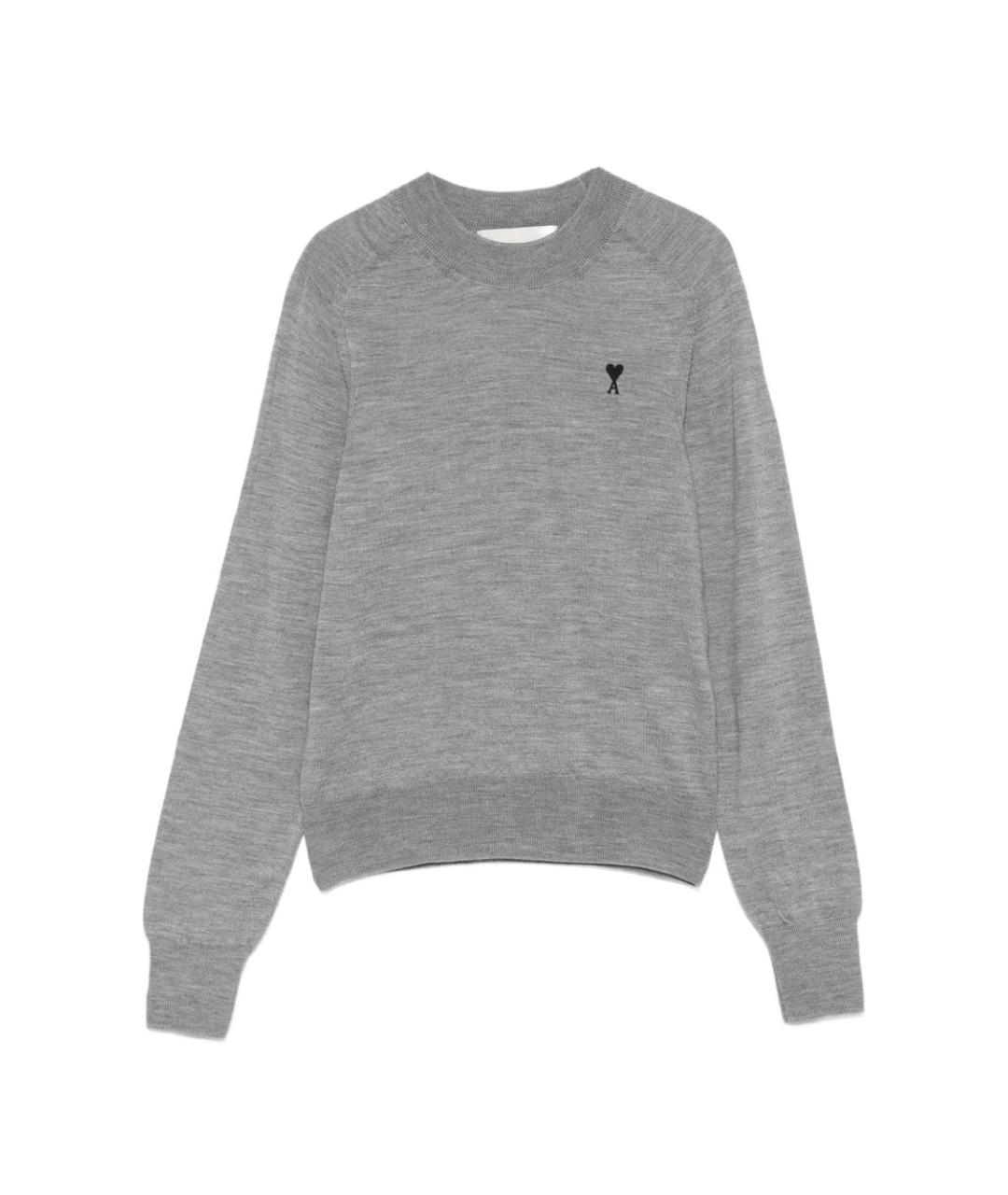 Ami Paris Серый шерстяной джемпер / свитер, фото 1