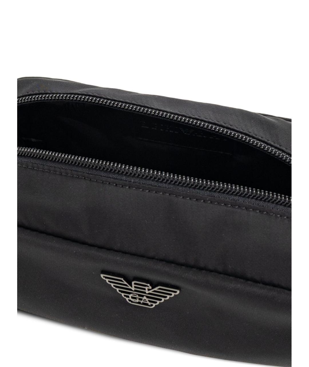 EMPORIO ARMANI Черная тканевая косметичка, фото 4