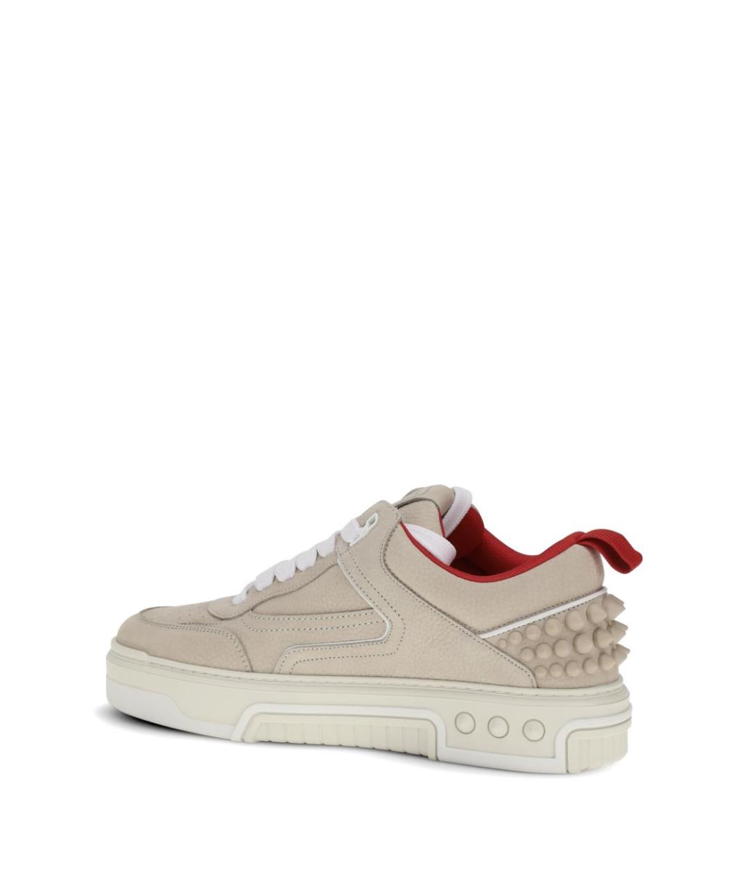 CHRISTIAN LOUBOUTIN Бежевые кожаные низкие кроссовки / кеды, фото 4