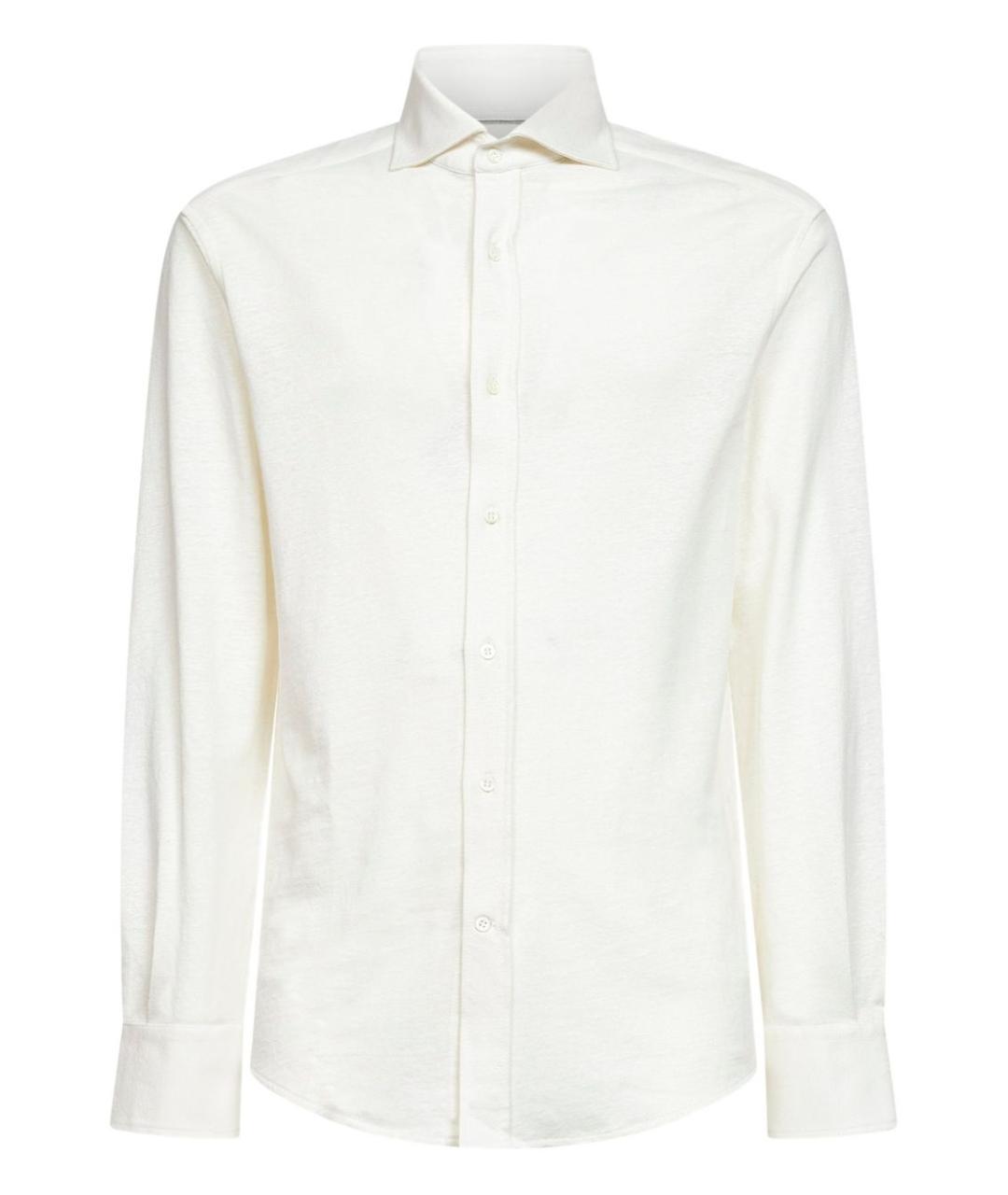 BRUNELLO CUCINELLI Белая льняная классическая рубашка, фото 1
