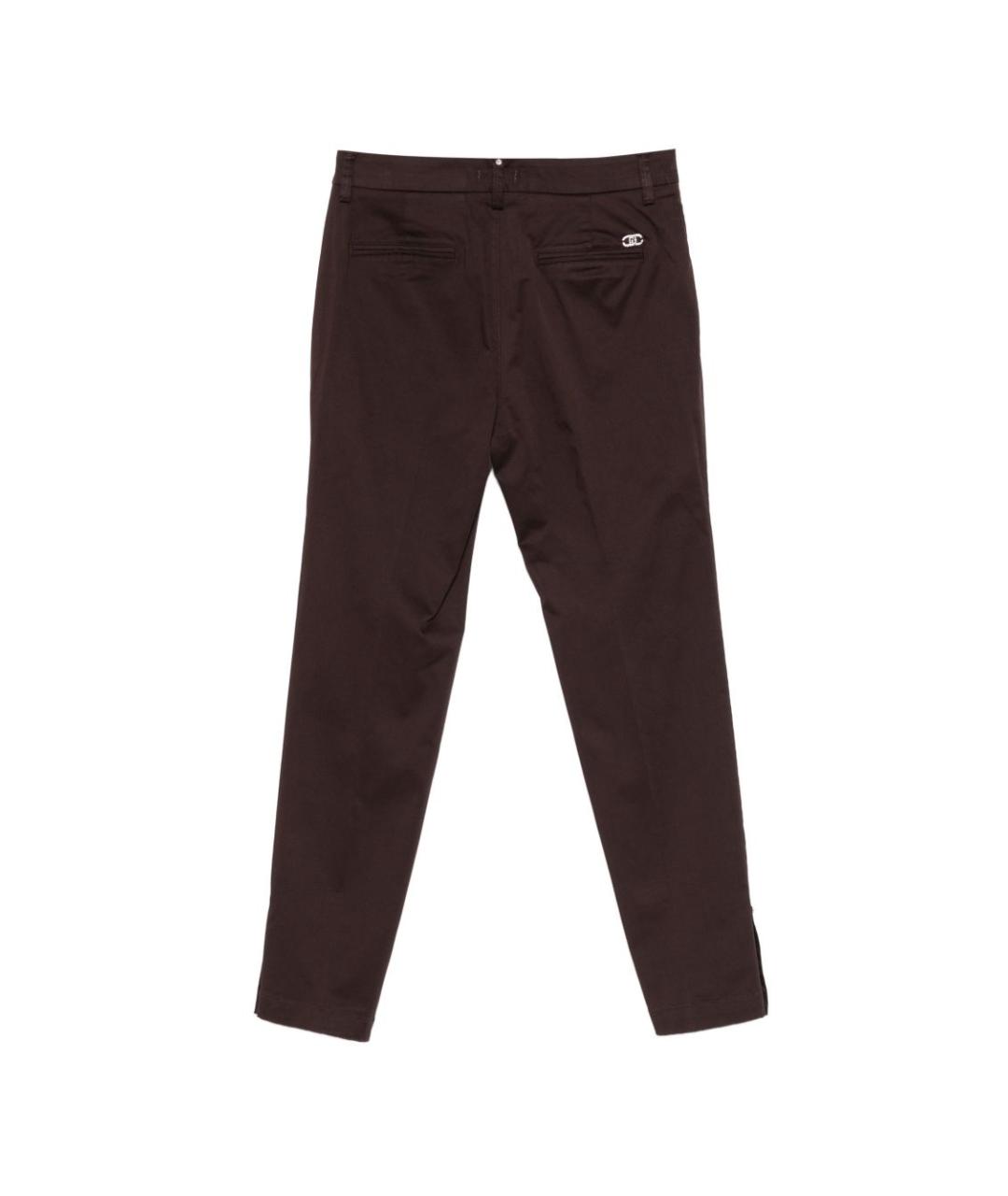 LIU JO Коричневые хлопковые прямые брюки, фото 2