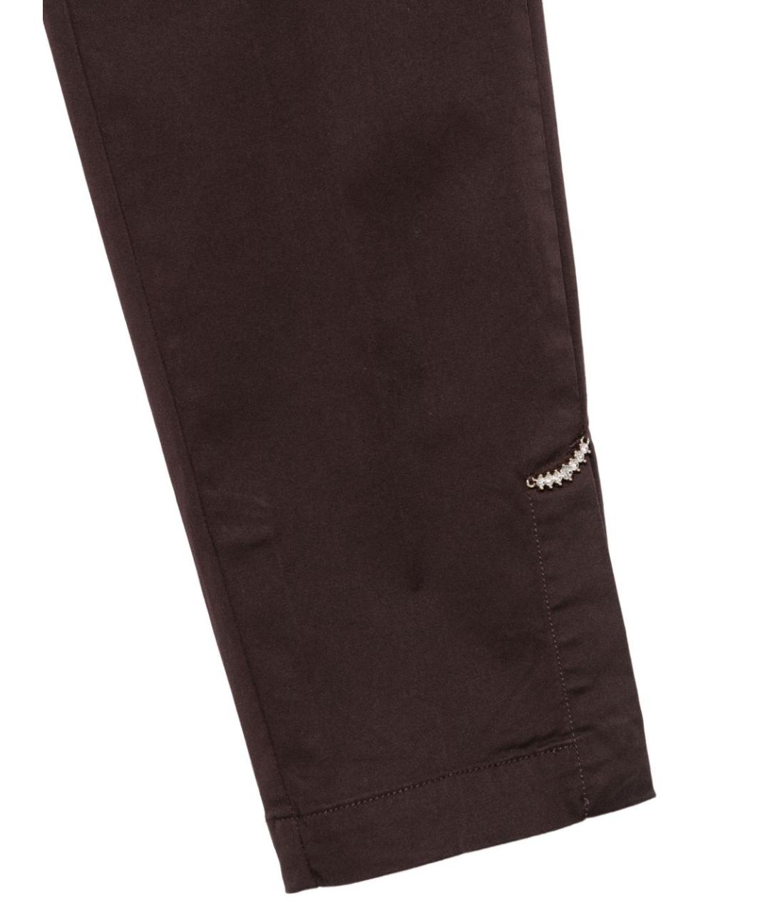 LIU JO Коричневые хлопковые прямые брюки, фото 3