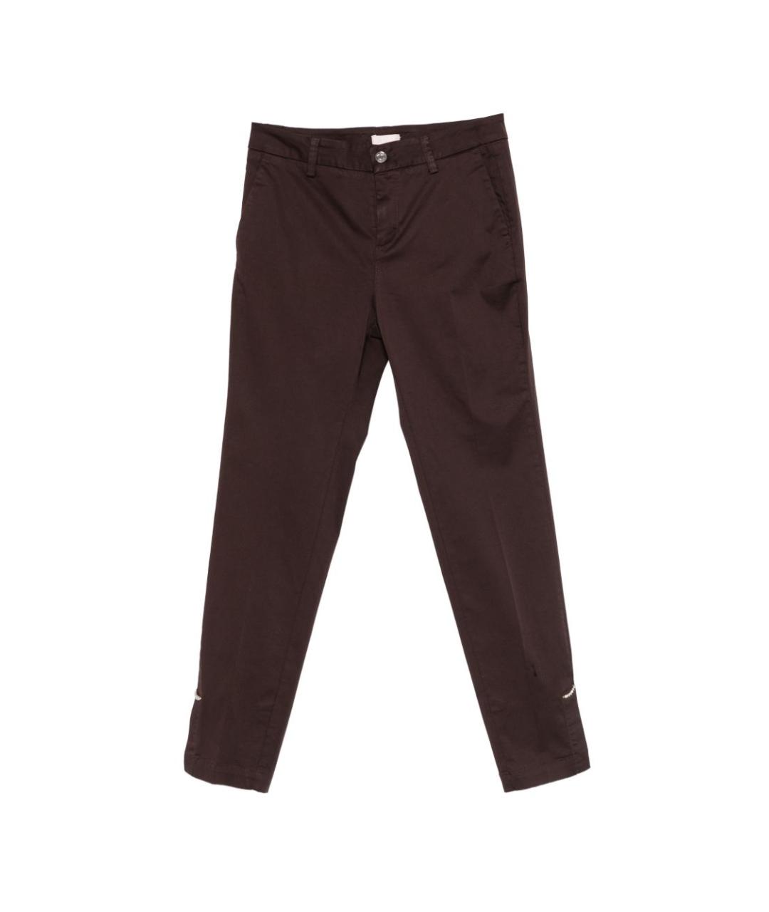 LIU JO Коричневые хлопковые прямые брюки, фото 1